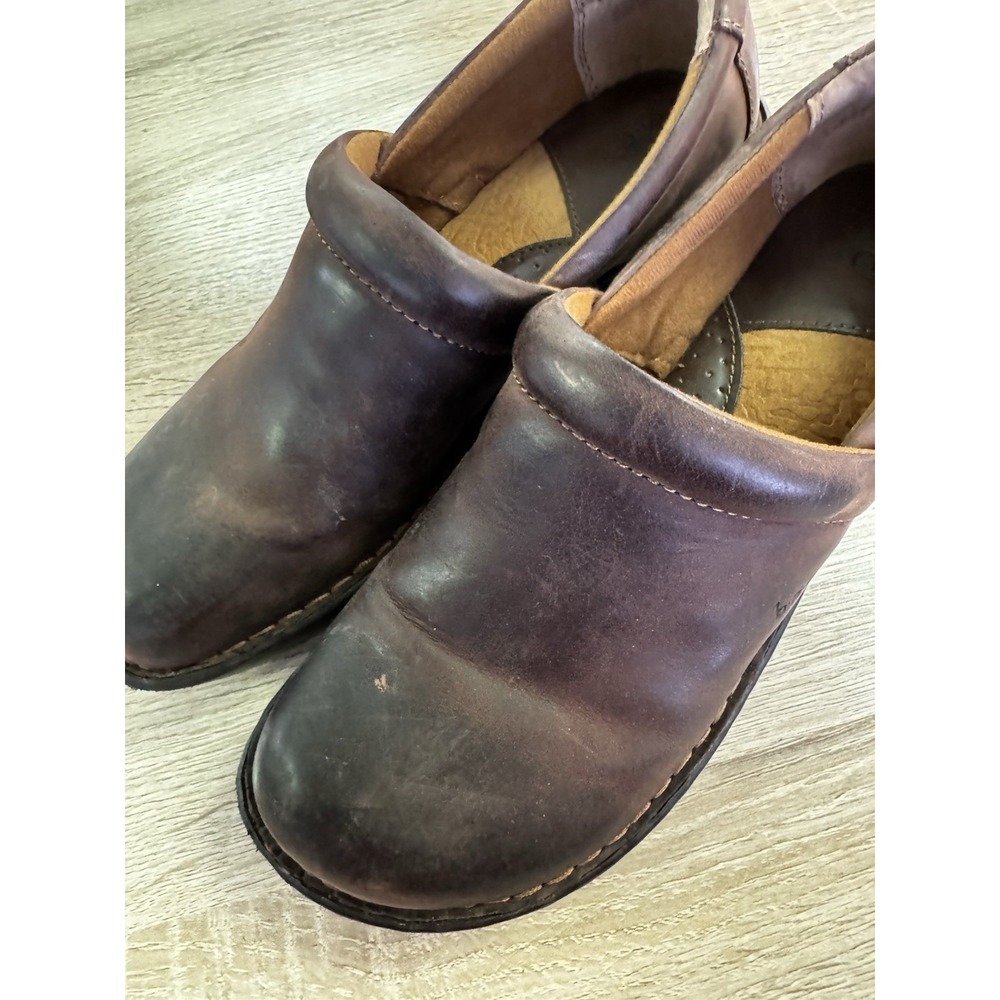 BOC ~ Born Concept Clog Women 9.5M Brown Slip On Shoes Comfort Leather EUC SB22